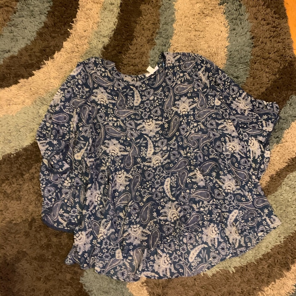flowy paisley print butterfly sleeve blouse